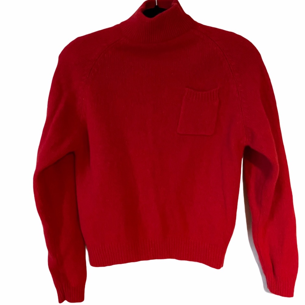 Segue VTG Women’s Mock Neck Lambs Wool Angora Red Sweater Medium